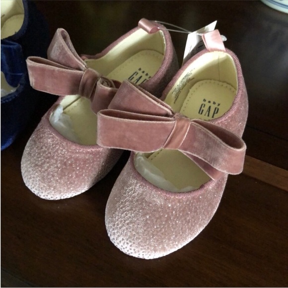 Baby Gap Velvet Ballet Shoes SET Size 5 18-24M Navy Sparkly Lavender Bow NWT!! - Picture 3 of 4